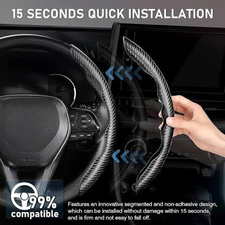 ORIGNAL Carbon Fiber Plastic Steering Wheel Cover Universal  – Sporty Interior Styling | Premium Grip & Stylish Car Accessory (IMPORTED)