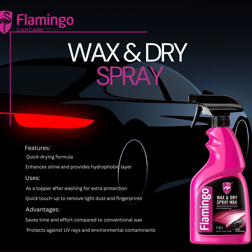 ORIGINAL Flamingo Wax & Dry Spray – Quick-Drying Car Wax for Instant Shine & Paint Protection (IMPORTED)